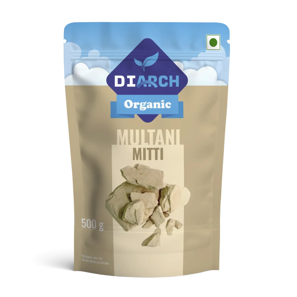 DiArch Organic Multani Mitti is a versatile beauty staple. Use it to create a purifying face mask, or add it to your bath for a luxurious and revitalizing experience.