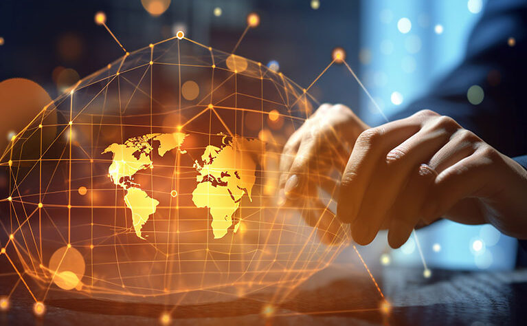 Extensive network spanning continents connecting suppliers and buyers worldwide